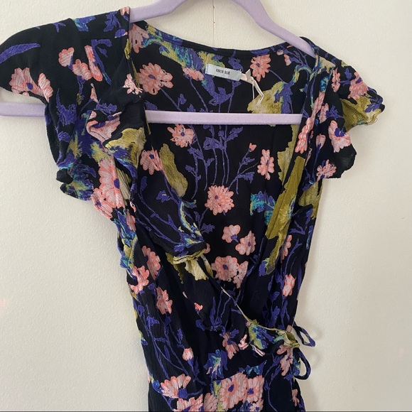 Floral WRAP DRESS Mini Colorful Kimchi Blue Small - Picture 1 of 4